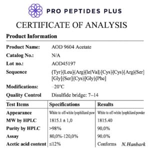 AOD9604 - certificate of analysis