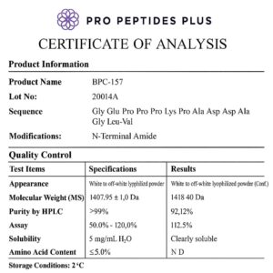 BPC-157 - Certificate of analysis