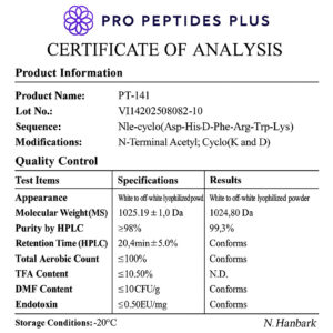 PT-141 - Certificate of Analysis